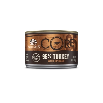 Wellness CORE 95% Turkey with Spinach Recipe Grain-Free Canned Dog Food, 6-oz, case of 24