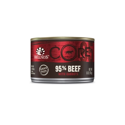 Wellness CORE 95% Beef with Carrots Recipe Grain-Free Canned Dog Food, 6-oz, case of 24