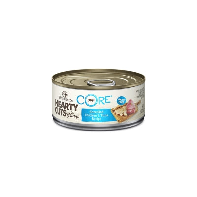 Wellness CORE Hearty Cuts in Gravy Shredded Chicken & Tuna Recipe Grain-Free Canned Cat Food, 5.5-oz, case of 24