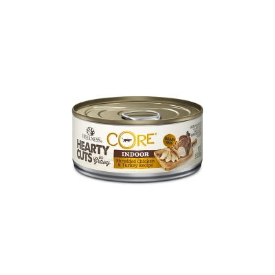 Wellness CORE Hearty Cuts in Gravy Indoor Shredded Chicken & Turkey Recipe Grain-Free Canned Cat Food, 5.5-oz, case of 24
