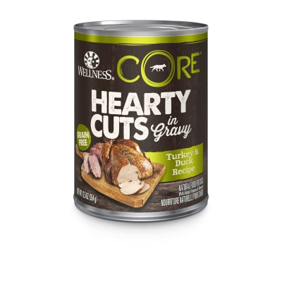 Wellness CORE Hearty Cuts in Gravy Turkey & Duck Recipe Grain-Free Canned Dog Food, 12.5-oz, case of 12