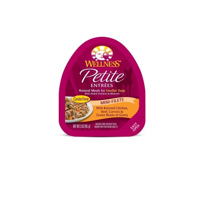 Wellness Petite Entrees Mini-Filets with Roasted Chicken, Beef, Carrots & Green Beans in Gravy Grain-Free Wet Dog Food, 3-oz, case of 24