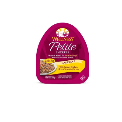 Wellness Petite Entrees Casserole with Tender Chicken, Green Beans & Carrots Grain-Free Wet Dog Food, 3-oz, case of 24