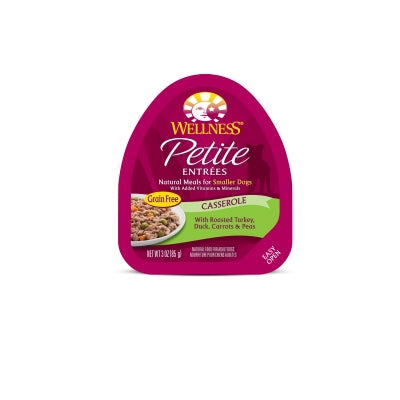 Wellness Petite Entrees Casserole with Roasted Turkey, Duck, Carrots & Peas Grain-Free Wet Dog Food, 3-oz, case of 24