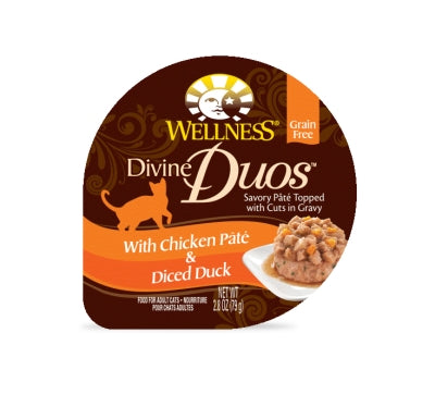 Wellness Divine Duos with Chicken Pate & Diced Duck Wet Cat Food, 2.8-oz, case of 24