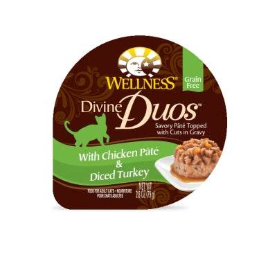 Wellness Divine Duos with Chicken Pate & Diced Turkey Wet Cat Food, 2.8-oz, case of 24