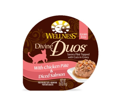 Wellness Divine Duos with Chicken Pate & Diced Salmon Wet Cat Food, 2.8-oz, case of 24