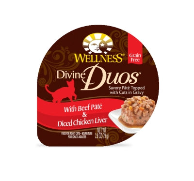 Wellness Divine Duos with Beef Pate & Diced Chicken Liver Wet Cat Food, 2.8-oz, case of 24