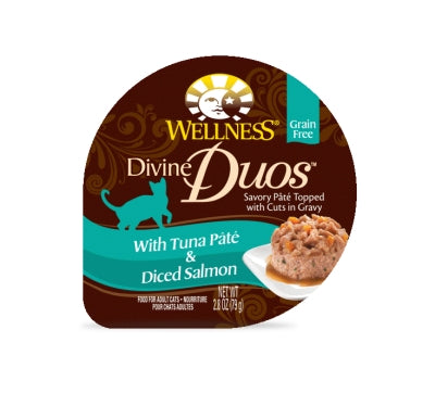 Wellness Divine Duos with Tuna Pate & Diced Salmon Wet Cat Food, 2.8-oz, case of 24