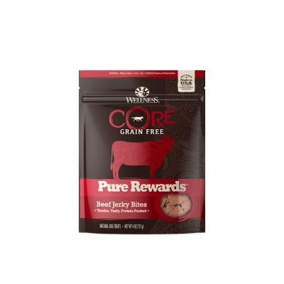 Wellness CORE Pure Rewards Grain-Free Beef Jerky Bites Dog Treats, 4-oz bag