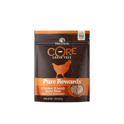 Wellness CORE Pure Rewards Grain-Free Chicken & Lamb Jerky Bites Dog Treats, 4-oz bag