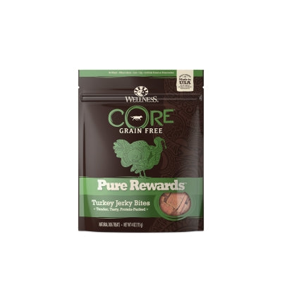 Wellness CORE Pure Rewards Grain-Free Turkey Jerky Bites Dog Treats, 4-oz bag