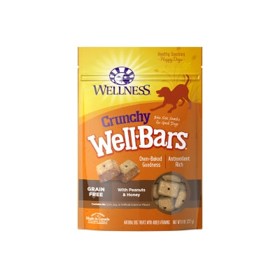 Wellness Crunchy WellBars Peanuts & Honey Recipe Grain-Free Baked Dog Treats