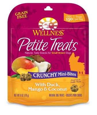 Wellness Petite Treats Crunchy Mini-Bites with Duck, Mango & Coconut Grain-Free Dog Treats, 6-oz bag