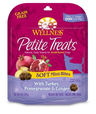 Wellness Petite Treats Soft Mini-Bites with Turkey, Pomegranate & Ginger Grain-Free Dog Treats, 6-oz bag