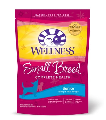 Wellness Small Breed Complete Health Senior Deboned Turkey & Peas Recipe Dry Dog Food, 4-lb bag