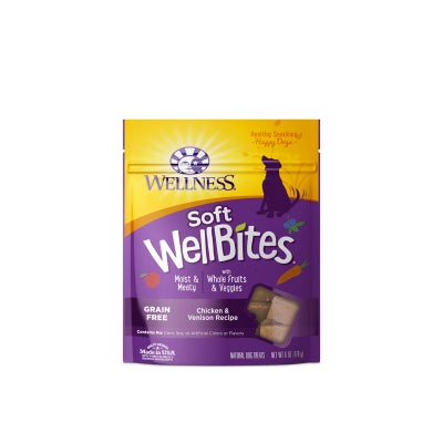Wellness WellBites Chicken & Venison Recipe Soft & Chewy Grain-Free Dog Treats, 6-oz bag
