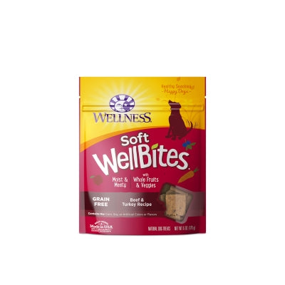 Wellness WellBites Beef & Turkey Recipe Soft & Chewy Grain-Free Dog Treats, 6-oz bag