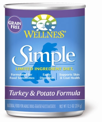Wellness Simple Limited Ingredient Diet Turkey & Potato Formula Grain-Free Canned Dog Food, 12.5-oz, case of 12