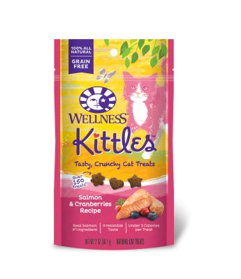 Wellness Kittles Grain-Free Salmon & Cranberries Recipe Crunchy Cat Treats, 2-oz bag