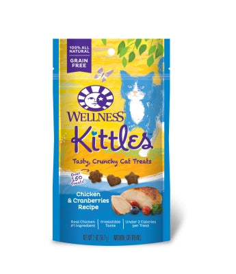 Wellness Kittles Grain-Free Chicken & Cranberries Recipe Crunchy Cat Treats, 2-oz bag
