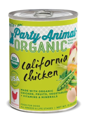Party Animal Organic California Chicken Recipe Canned Dog Food, 12.8-oz, case of 12