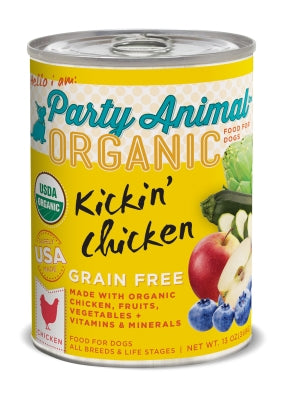 Party Animal Organic Kickin' Chicken Recipe Grain-Free Canned Dog Food, 12.8-oz, case of 12