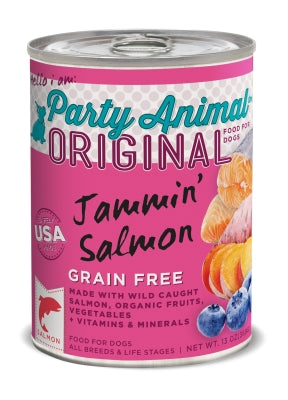 Party Animal Original Jammin' Salmon Recipe Grain-Free Canned Dog Food, 12.8-oz, case of 12