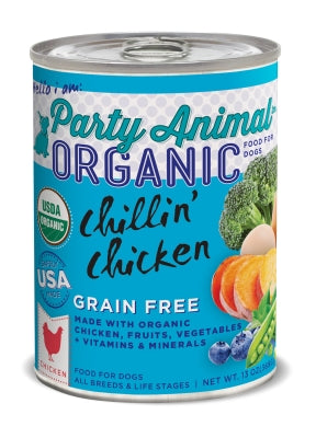 Party Animal Organic Chillin' Chicken Grain-Free Canned Dog Food, 12.8-oz, case of 12
