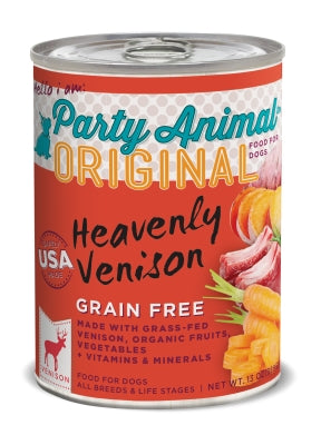 Party Animal Original Heavenly Venison Recipe Grain-Free Canned Dog Food, 12.8-oz, case of 12