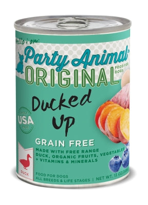Party Animal Original Ducked Up Recipe Grain-Free Canned Dog Food, 12.8-oz, case of 12