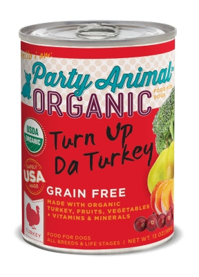 Party Animal Organic Turn Up Da Turkey Recipe Grain-Free Canned Dog Food, 12.8-oz, case of 12