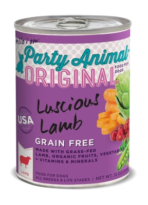 Party Animal Original Luscious Lamb Recipe Grain-Free Canned Dog Food, 12.8-oz, case of 12