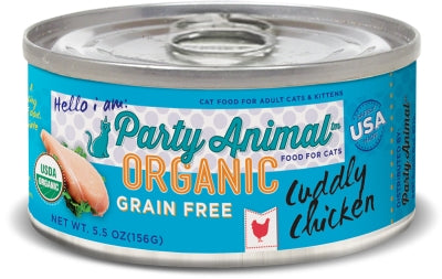 Party Animal Organic Cuddly Chicken Recipe Grain-Free Canned Cat Food, 5.5-oz, case of 24