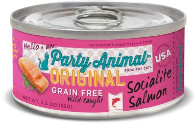 Party Animal Original Socialite Salmon Recipe Grain-Free Canned Cat Food, 5.5-oz, case of 24