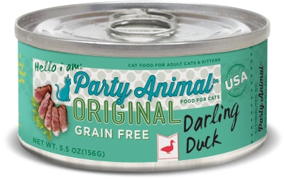 Party Animal Original Darling Duck Recipe Grain-Free Canned Cat Food, 5.5-oz, case of 24