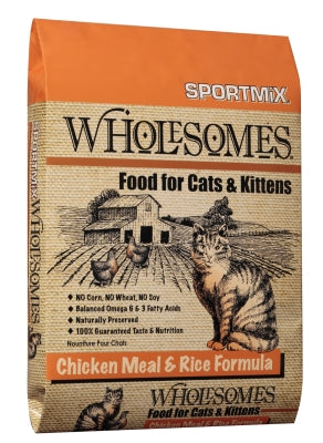 SPORTMiX Wholesomes Chicken Meal & Rice Formula Dry Cat & Kitten Food, 15-lb bag