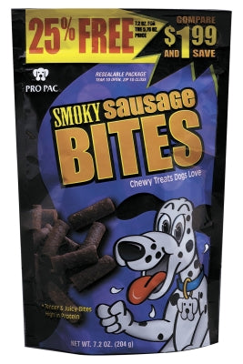 Pro Pac Smoky Sausage Bites Chewy Dog Treats, 7.2-oz bag
