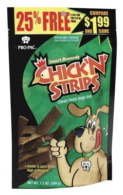 Pro Pac Smart Rewards Chick 'N' Strips Chewy Dog Treats, 7.2-oz bag