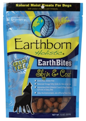Earthborn Holistic EarthBites Skin & Coat Natural Moist Grain-Free Dog Treats, 7.5-oz bag