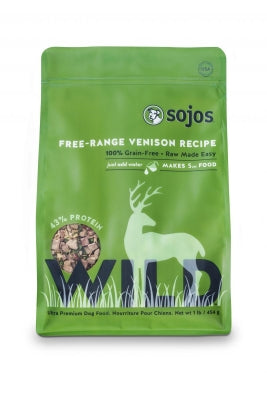 Sojos Wild Free-Range Venison Recipe Grain-Free Freeze-Dried Dog Food