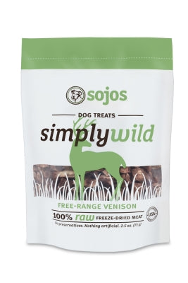 Sojos Simply Wild Venison Freeze-Dried Dog Treats, 2.5-oz bag