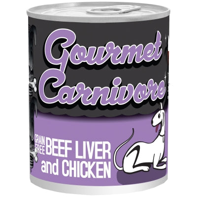Tiki Dog Gourmet Carnivore Beef Liver & Chicken Grain-Free Canned Dog Food, 12-oz can, case of 12