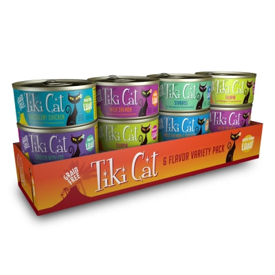 Tiki Cat Queen Emma Luau Variety Pack Grain-Free Canned Cat Food, 2.8-oz can, case of 12
