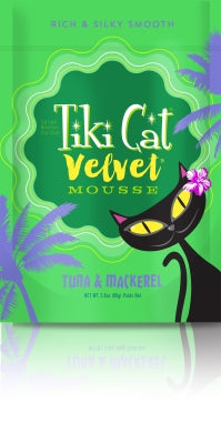 Tiki Cat Velvet Mousse Tuna & Mackerel Wet Cat Food, 2.8-oz pouch, case of 12