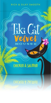 Tiki Cat Velvet Mousse Chicken & Wild Salmon Wet Cat Food, 2.8-oz pouch, case of 12
