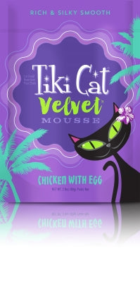 Tiki Cat Velvet Mousse Chicken with Egg Wet Cat Food, 2.8-oz pouch, case of 12