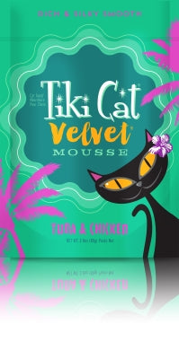 Tiki Cat Velvet Mousse Tuna & Chicken Wet Cat Food, 2.8-oz pouch, case of 12