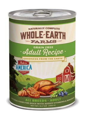 Whole Earth Farms Grain-Free Adult Recipe Canned Dog Food, 12.7-oz, case of 12