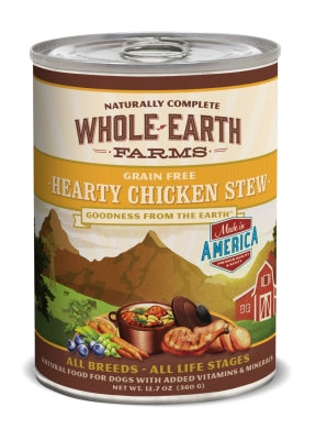 Whole Earth Farms Grain-Free Hearty Chicken Stew Canned Dog Food, 12.7-oz, case of 12